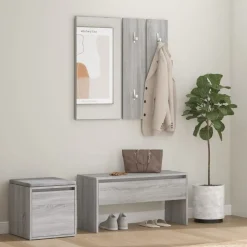 vidaXL Garderoben-Set Grau Sonoma Holzwerkstoff