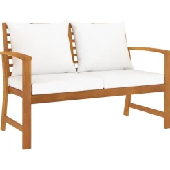 vidaXL Gartenbank 120 cm mit Cremeweißen Kissen Massivholz Akazie