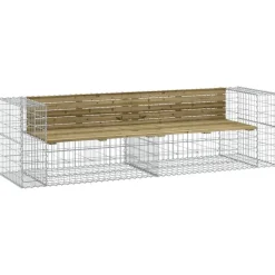 vidaXL Gartenbank aus Gabionen 244x71x65,5 cm Kiefernholz Imprägniert