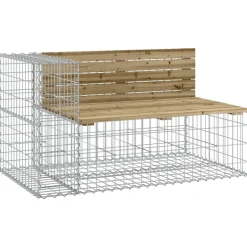 vidaXL Gartenbank aus Gabionen 244x71x65,5 cm Kiefernholz Imprägniert