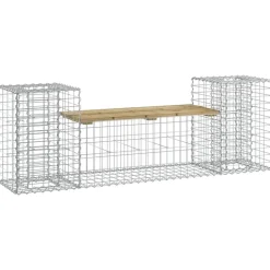 vidaXL Gartenbank aus Gabionen 183x41x60,5 cm Kiefernholz Imprägniert