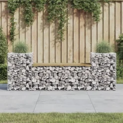 vidaXL Gartenbank aus Gabionen 183x41x60,5 cm Kiefernholz Imprägniert
