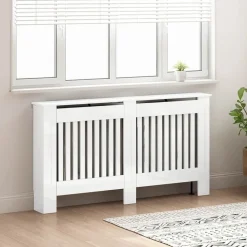 vidaXL Heizkörperabdeckung Hochglanz Weiß 152 x 19 x 81,5 cm