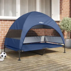 vidaXL Hochgelegtes Hundebett Marineblau 127 x 81 x 108 cm