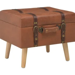 vidaXL Hocker mit Stauraum 40 cm Hellbraun Kunstleder