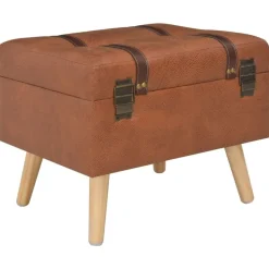 vidaXL Hocker mit Stauraum 40 cm Hellbraun Kunstleder