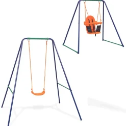 vidaXL 2-in-1 Einzelschaukel und Babyschaukel Orange