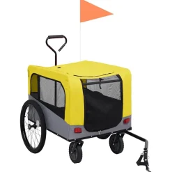 vidaXL 2-in-1 Fahrradanhänger für Hunde und Buggy Gelb und Grau