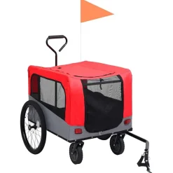 vidaXL 2-in-1 Fahrradanhänger für Hunde und Buggy Rot und Grau