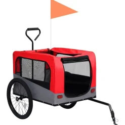 vidaXL 2-in-1 Fahrradanhänger für Hunde und Buggy Rot und Grau