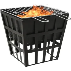 vidaXL 2-in-1 Feuerstelle und Grill 34x34x48 cm Stahl