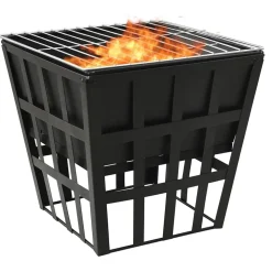 vidaXL 2-in-1 Feuerstelle und Grill 34x34x48 cm Stahl