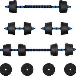 vidaXL 2-in-1 Hantelset 30kg Schwarz und Blau Zement und Eisensand