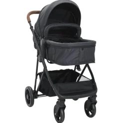 vidaXL 2-in-1 Kinderwagen Anthrazit und Schwarz Stahl