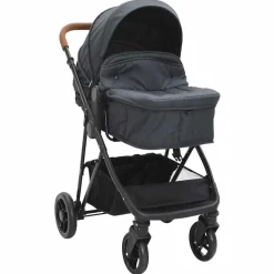 vidaXL 2-in-1 Kinderwagen Anthrazit und Schwarz Stahl