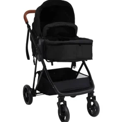 vidaXL 3-in-1 Kinderwagen Anthrazit und Schwarz Stahl