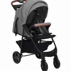 vidaXL 2-in-1 Kinderwagen Hellgrau Stahl
