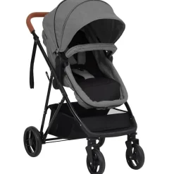 vidaXL 2-in-1 Kinderwagen Hellgrau und Schwarz Stahl
