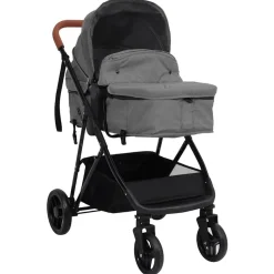 vidaXL 2-in-1 Kinderwagen Hellgrau und Schwarz Stahl