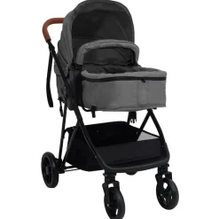 vidaXL 2-in-1 Kinderwagen Hellgrau und Schwarz Stahl