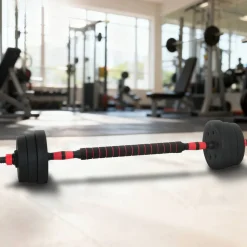 vidaXL 2-in-1 Kurzhantel Langhantel Set 20kg 20kg Schwarz und Rot