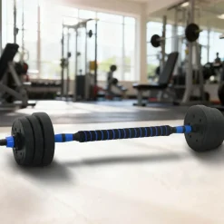 vidaXL 2-in-1 Kurzhantel Langhantel Set 20kg 20kg Schwarz und Blau