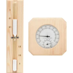 vidaXL 2-in-1 Sauna-Hygrothermograph und Sanduhr Set Massivholz Kiefer