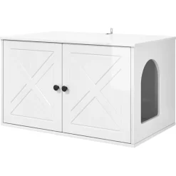vidaXL Katzenhaus Glänzend Weiß 85 x 55 x 50 cm Holzwerkstoff
