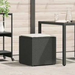 vidaXL Kissenbox mit Speicher Schwarz 50 x 50 x 50 cm Poly-Rattan