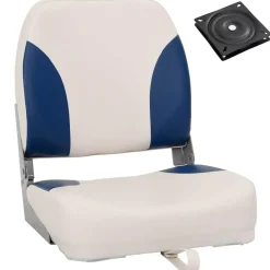 vidaXL Klappbarer Bootssitz 1 Set mit Polster in Blau-Weiß