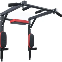 VidaXL Klimmzug- und Dip-Station Schwarz und Rot 89 x 59 x 70 cm