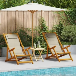 vidaXL Liegestuhl mit Kissen 2 pcs Braun Massivholz Akazie