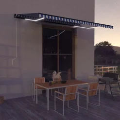 vidaXL Markise mit Windsensor & LED 500x300cm Blau und Weiß