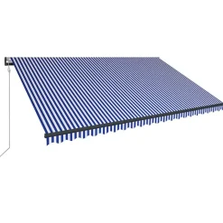 vidaXL Markise mit Windsensor & LED 500x300cm Blau und Weiß