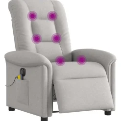 vidaXL Massagesessel Elektrisch Wolkengrau Stoff