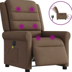 vidaXL Massagesessel Elektrisch Braun Stoff
