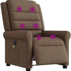 vidaXL Massagesessel Elektrisch Braun Stoff