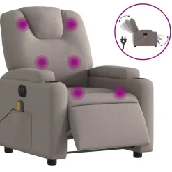 vidaXL Massagesessel Elektrisch Taupe Stoff