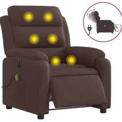 vidaXL Massagesessel Elektrisch Dunkelbraun Stoff