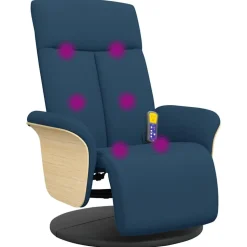 vidaXL Massagesessel mit Fußteil Blau Stoff