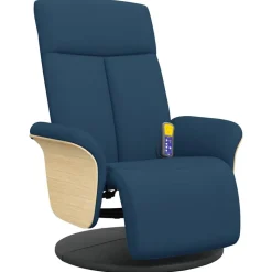 vidaXL Massagesessel mit Fußteil Blau Stoff