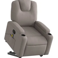 vidaXL Massagesessel mit Aufstehhilfe Taupe Stoff
