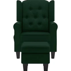 vidaXL Massagesessel mit Hocker Dunkelgrün Stoff