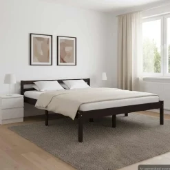 vidaXL Massivholzbett Dunkelbraun Kiefer 120x200 cm