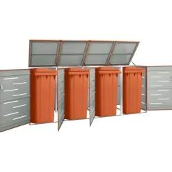 vidaXL Mülltonnenbox für 4 Tonnen 276,5x77,5x112,5 cm Edelstahl