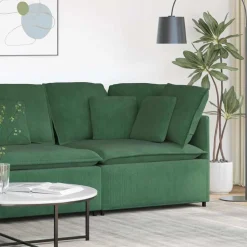 vidaXL Modulares Sofa Eckmodul mit Kissen Dunkelgrün 100 cm