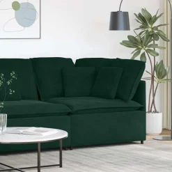 vidaXL Modulares Sofa Eckmodul mit Kissen Dunkelgrün 100 cm