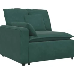 vidaXL Modulares Sofa Endmodul mit Armlehne Kissen Dunkelgrün 100 cm