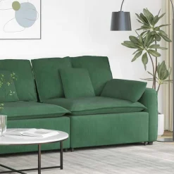 vidaXL Modulares Sofa Endmodul mit Armlehne Kissen Dunkelgrün 100cm