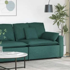 vidaXL Modulares Sofa Endmodul mit Armlehne Kissen Dunkelgrün 100 cm